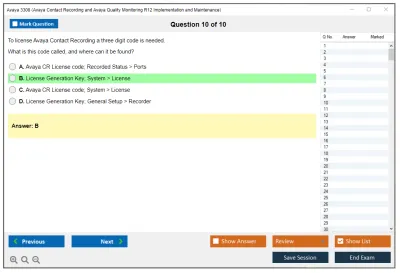 Avaya 3308 Avaya Contact Recording and Avaya Quality Monitoring R12 Implementation and Maintenance Practice test exam simulator test engine exam Prep practice test questions answers Image 10