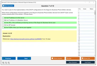 Microsoft 70-334 Core Solutions of Microsoft Skype for Business 2015 Practice test exam simulator test engine exam Prep practice test questions answers Image 7