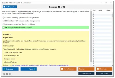 Oracle 1z0-070 Oracle Exadata X5 Administration Practice test exam simulator test engine exam Prep practice test questions answers Image 10
