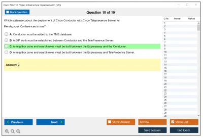 Cisco 500-710 Video Infrastructure Implementation (VII) Practice test exam simulator test engine exam Prep practice test questions answers Image 10