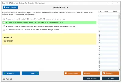 Cisco 650-987 Cisco Data Center Unified Computing Sales Specialist Practice test exam simulator test engine exam Prep practice test questions answers Image 8