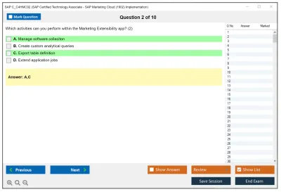 SAP C_C4HMC92 SAP Certified Technology Associate - SAP Marketing Cloud (1902) Implementation Practice test exam simulator test engine exam Prep practice test questions answers Image 2