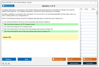 Amazon AWS DBS-C01 AWS Certified Database - Specialty Practice test exam simulator test engine exam Prep practice test questions answers Image 1