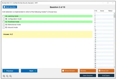 McAfee MA0-101 McAfee Certified Product Specialist – NSP Practice test exam simulator test engine exam Prep practice test questions answers Image 2