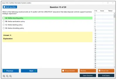 Isaca CISA Certified Information Systems Auditor Practice test exam simulator test engine exam Prep practice test questions answers Image 15