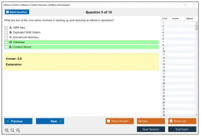 Alfresco ACSCA Alfresco Content Services Certified Administrator Practice test exam simulator test engine exam Prep practice test questions answers Image 5