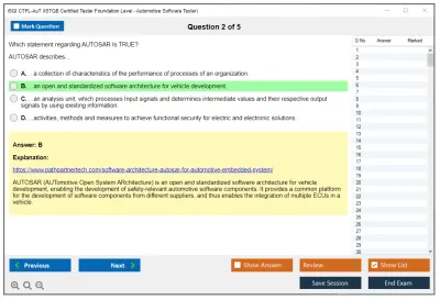 iSQI CTFL-AuT ISTQB Certified Tester Foundation Level - Automotive Software Tester Practice test exam simulator test engine exam Prep practice test questions answers Image 2