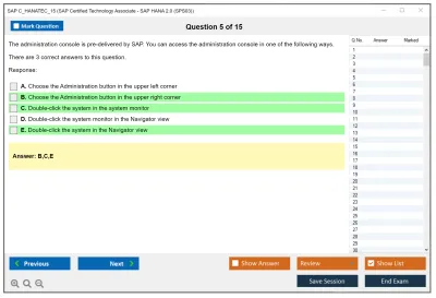 SAP C_HANATEC_15 SAP Certified Technology Associate - SAP HANA 2.0 (SPS03) Practice test exam simulator test engine exam Prep practice test questions answers Image 5