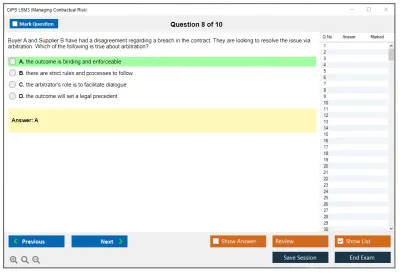 CIPS L5M3 Managing Contractual Risk Practice test exam simulator test engine exam Prep practice test questions answers Image 8