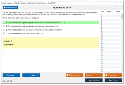 Network Appliance NS0-520 NetApp Certified Implementation Engineer - SAN Specialist ONTAP Practice test exam simulator test engine exam Prep practice test questions answers Image 10