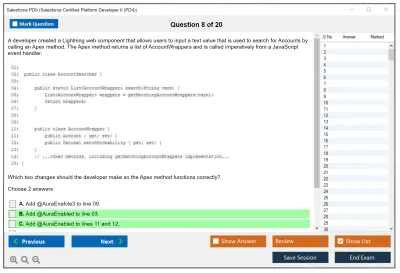 Salesforce PDII Salesforce Certified Platform Developer II Practice test exam simulator test engine exam Prep practice test questions answers Image 8