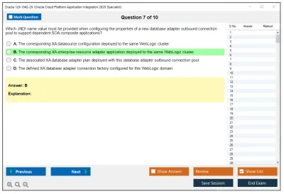 Oracle 1z0-1042-20 Oracle Cloud Platform Application Integration 2020 Specialist Practice test exam simulator test engine exam Prep practice test questions answers Image 7
