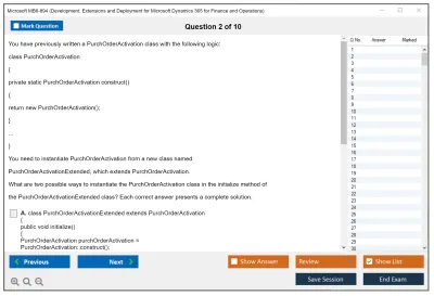 Microsoft MB6-894 Development, Extensions and Deployment for Microsoft Dynamics 365 for Finance and Operations Practice test exam simulator test engine exam Prep practice test questions answers Image 2