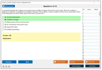 CompTIA CV0-003 CompTIA Cloud+ Certification Exam Practice test exam simulator test engine exam Prep practice test questions answers Image 4
