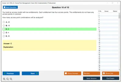 Oracle 1z0-1058-22 Oracle Risk Management Cloud 2022 Implementation Professional Practice test exam simulator test engine exam Prep practice test questions answers Image 10