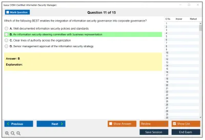 Isaca CISM Certified Information Security Manager Practice test exam simulator test engine exam Prep practice test questions answers Image 11