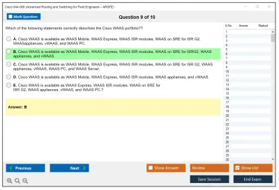 Cisco 644-068 Advanced Routing and Switching for Field Engineers – ARSFE Practice test exam simulator test engine exam Prep practice test questions answers Image 9