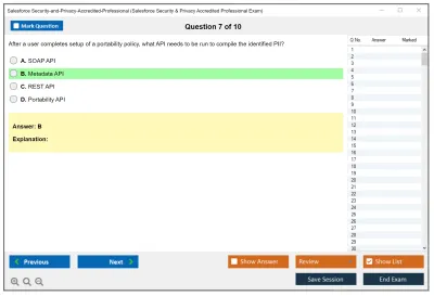 Salesforce Security-and-Privacy-Accredited-Professional Salesforce Security & Privacy Accredited Professional Exam Practice test exam simulator test engine exam Prep practice test questions answers Image 7
