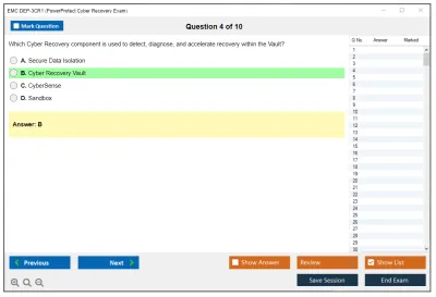 EMC DEP-3CR1 PowerProtect Cyber Recovery Exam Practice test exam simulator test engine exam Prep practice test questions answers Image 4