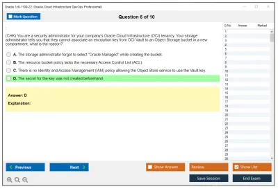Oracle 1z0-1109-22 Oracle Cloud Infrastructure DevOps Professional Practice test exam simulator test engine exam Prep practice test questions answers Image 6