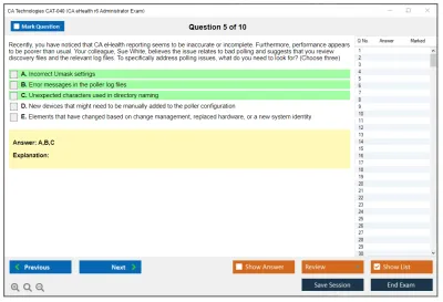 CA Technologies CAT-040 CA eHealth r6 Administrator Exam Practice test exam simulator test engine exam Prep practice test questions answers Image 5