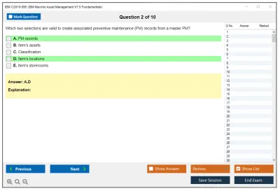 IBM C2010-595 IBM Maximo Asset Management V7.5 Fundamentals Practice test exam simulator test engine exam Prep practice test questions answers Image 2
