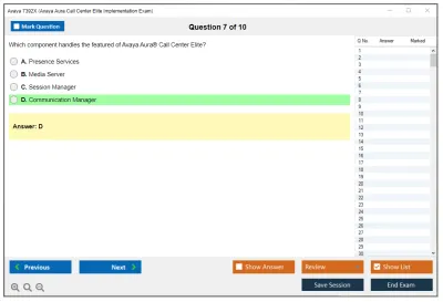 Avaya 7392X Avaya Aura Call Center Elite Implementation Exam Practice test exam simulator test engine exam Prep practice test questions answers Image 7