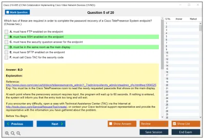 Cisco 210-065 CCNA Collaboration Implementing Cisco Video Network Devices (CIVND) Practice test exam simulator test engine exam Prep practice test questions answers Image 5