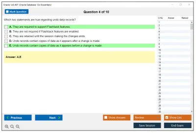 Oracle 1z0-497 Oracle Database 12c Essentials Practice test exam simulator test engine exam Prep practice test questions answers Image 4