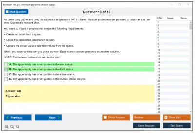 Microsoft MB-210 Microsoft Dynamics 365 for Sales Practice test exam simulator test engine exam Prep practice test questions answers Image 10