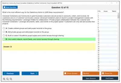 Salesforce Community-Cloud-Consultant Salesforce Certified Community Cloud Consultant Practice test exam simulator test engine exam Prep practice test questions answers Image 12