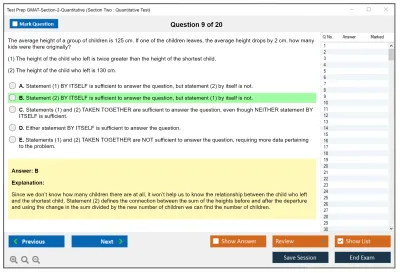 Test Prep GMAT-Section-2-Quantitative Section Two : Quantitative Test Practice test exam simulator test engine exam Prep practice test questions answers Image 9