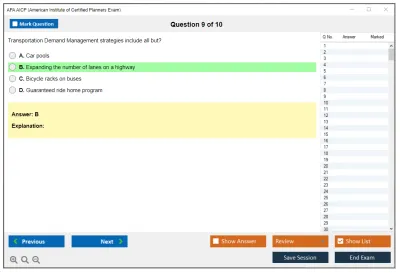 APA AICP American Institute of Certified Planners Exam Practice test exam simulator test engine exam Prep practice test questions answers Image 9