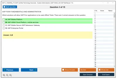 SAP C_TADM55a_75 SAP Certified Technology Associate - System Administration (SAP HANA) with SAP NetWeaver 7.5 Practice test exam simulator test engine exam Prep practice test questions answers Image 3