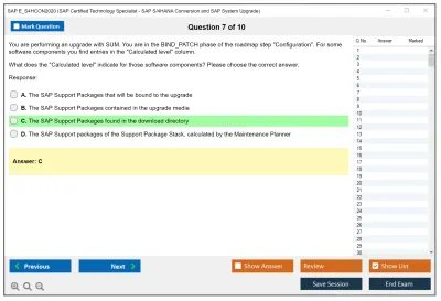SAP E_S4HCON2020 SAP Certified Technology Specialist - SAP S/4HANA Conversion and SAP System Upgrade Practice test exam simulator test engine exam Prep practice test questions answers Image 7