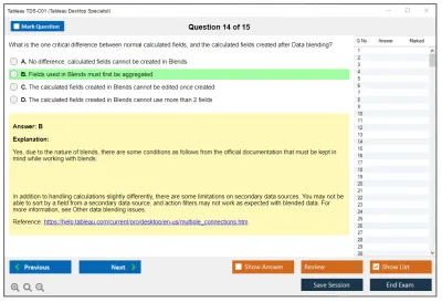 Tableau TDS-C01 Tableau Desktop Specialist Practice test exam simulator test engine exam Prep practice test questions answers Image 14