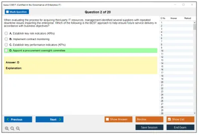 Isaca CGEIT Certified in the Governance of Enterprise IT Exam Practice test exam simulator test engine exam Prep practice test questions answers Image 2