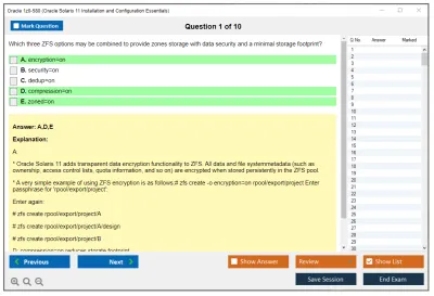 Oracle 1z0-580 Oracle Solaris 11 Installation and Configuration Essentials Practice test exam simulator test engine exam Prep practice test questions answers Image 1
