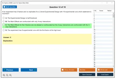 Six Sigma LSSBB Lean Six Sigma Black Belt Practice test exam simulator test engine exam Prep practice test questions answers Image 12