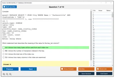 Oracle 1z0-888 MySQL 5.7 Database Administrator Practice test exam simulator test engine exam Prep practice test questions answers Image 7