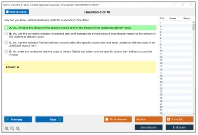 SAP C_TSCM52_67 SAP Certified Application Associate - Procurement with SAP ERP 6.0 EhP7 Practice test exam simulator test engine exam Prep practice test questions answers Image 8