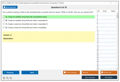 SAP C_THR86_2211 SAP Certified Application AssociateSAP SuccessFactors Compensation 1H/2022 Practice test exam simulator test engine exam Prep practice test questions answers Image 8
