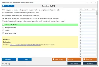 Oracle 1z0-807 Java EE 6 Enterprise Architect Certified Master Practice test exam simulator test engine exam Prep practice test questions answers Image 9