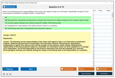ISC2 CSSLP Certified Secure Software Lifecycle Professional Practice test exam simulator test engine exam Prep practice test questions answers Image 8