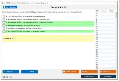 Cisco 700-702 Cisco Application Centric Infrastructure for System Engineers Practice test exam simulator test engine exam Prep practice test questions answers Image 4