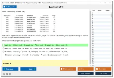SAS Institute A00-281 SAS Clinical Trials Programming Using SAS 9 - Accelerated Version 9 Accelerated Version Practice test exam simulator test engine exam Prep practice test questions answers Image 8
