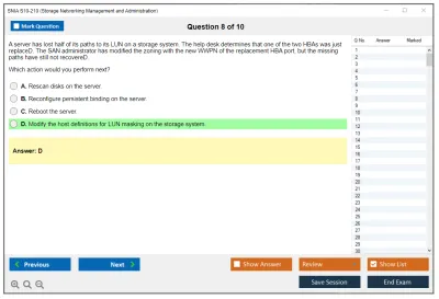 SNIA S10-210 Storage Networking Management and Administration Practice test exam simulator test engine exam Prep practice test questions answers Image 8