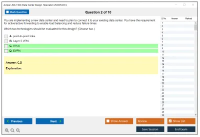 Juniper JN0-1302 Data Center Design. Specialist (JNCDS-DC) Practice test exam simulator test engine exam Prep practice test questions answers Image 2
