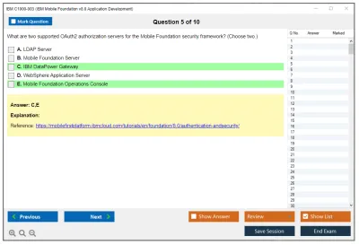 IBM C1000-003 IBM Mobile Foundation v8.0 Application Development Practice test exam simulator test engine exam Prep practice test questions answers Image 5