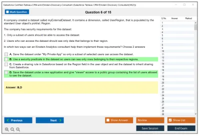 Salesforce Certified-Tableau-CRM-and-Einstein-Discovery-Consultant Salesforce Tableau CRM Einstein Discovery Consultant Practice test exam simulator test engine exam Prep practice test questions answers Image 6